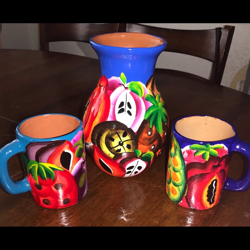 New Mexican Handcrafted “Fruits” Jug/Mug Set